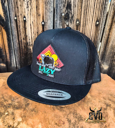 The Cactus Sunrise Bull Black & Black Lazy J Ranch Cap