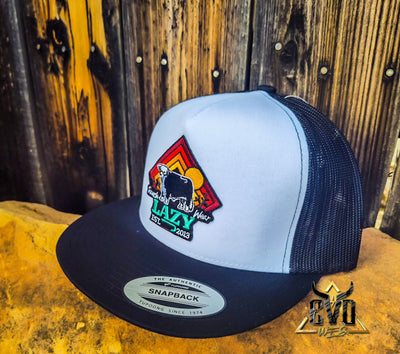 The Cactus Sunrise Bull White & Black Lazy J Ranch Cap