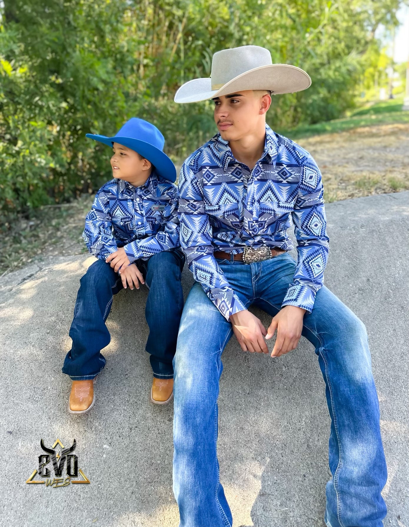 Rock And Roll Navy Aztec Pearl Snap Shirt