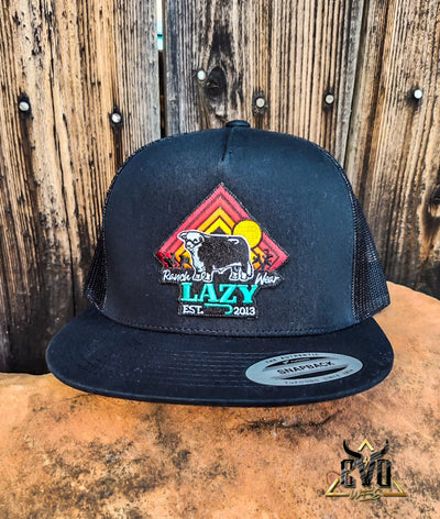 The Cactus Sunrise Bull Black & Black Lazy J Ranch Cap