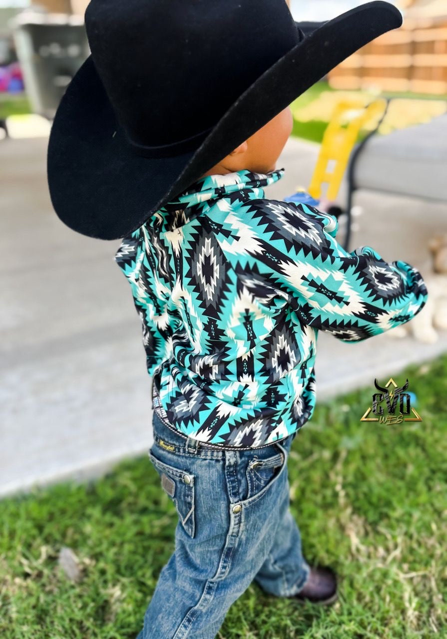 The Chapito Turquoise And Black Pullover