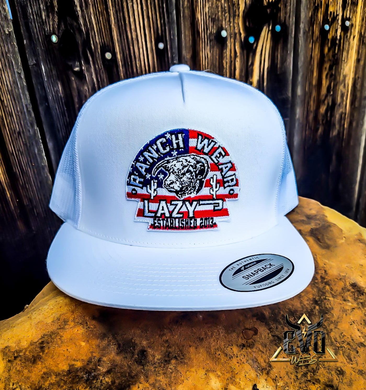 USA Arrowhead White & White Lazy J Ranch Cap