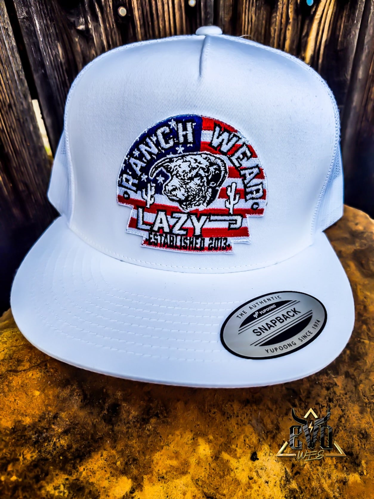 USA Arrowhead White & White Lazy J Ranch Cap