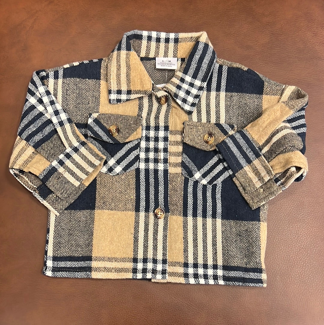 Chaos Navy & Tan Plaid Flannel