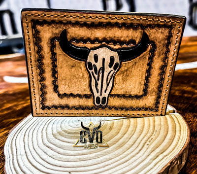 Half Tooled Half Cowhide Card Wallet