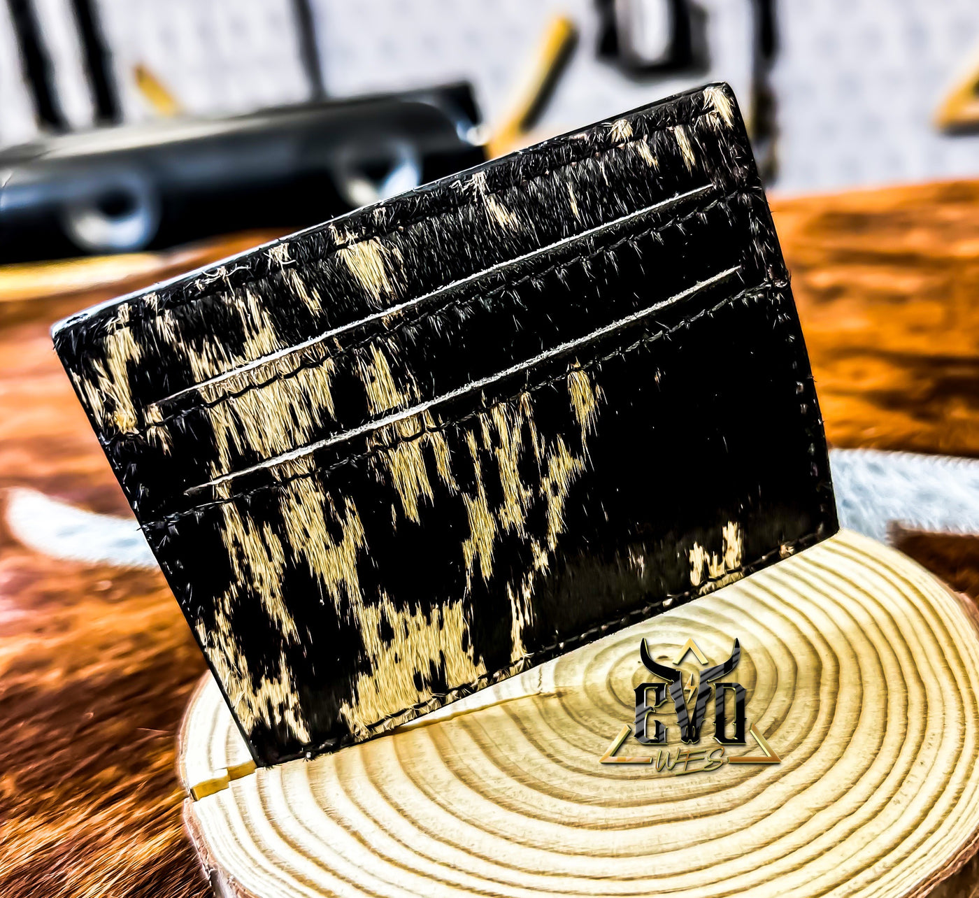 Half Tooled Half Cowhide Card Wallet